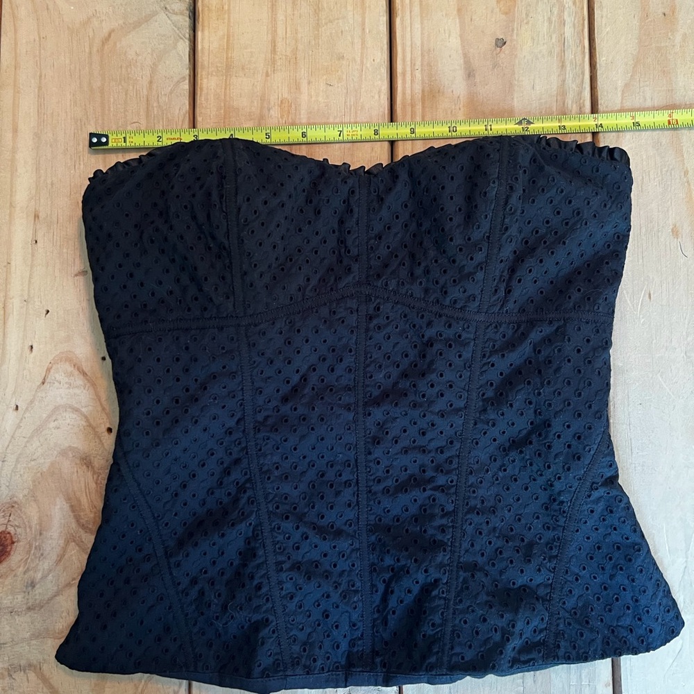 WHBM Black Eyelet Bustier Top